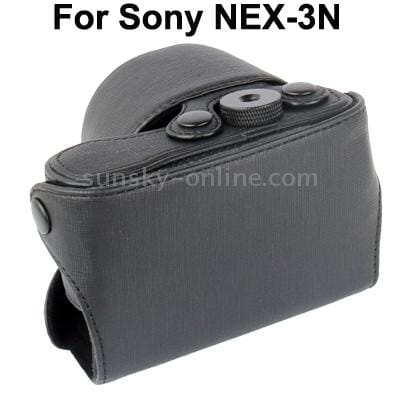 Digital Leather Camera Case Bag with Strap for Sony NEX-3N (Pink)