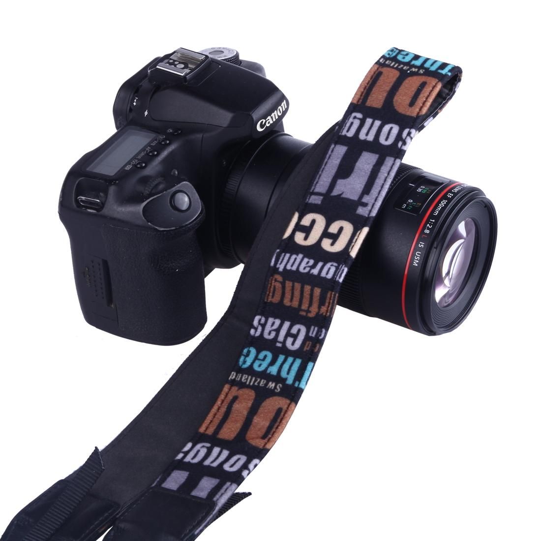 LYNCA LH-05 British Style Series Orange English Words Universal Genuine Leather Shoulder Neck Strap Camera Strap for Nikon / Canon / Sony / Panasonic / SLR DSLR ILDC (Style4)