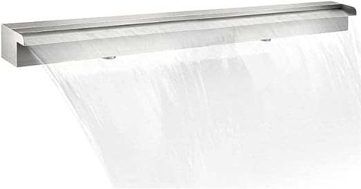 UNIQKART Water Pool Fountain,Stainless Steel Pool Waterfall, Water Flow Platform for Indoor and Outdoor, No Additional Accessories (Color : Silver, Size : 8 Feet)