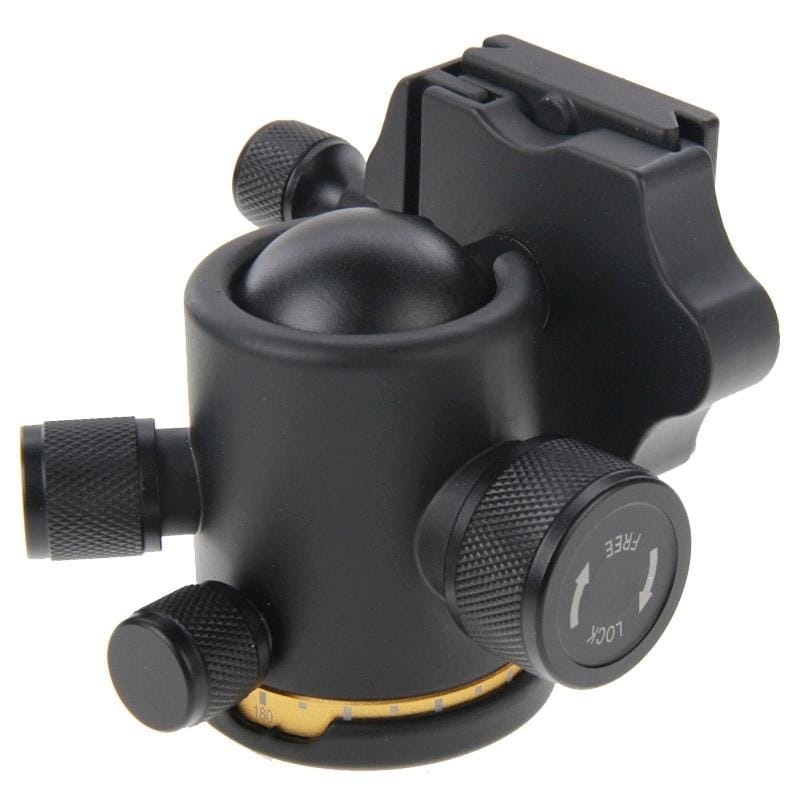 Metal Horizontal 360 Degree Rotation Tripod Ball Head with Quick Release Plate (Black)