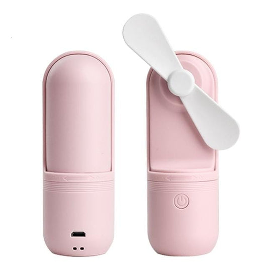 USB Charging Handheld Mini Folding Fan Desktop Fan (Pink)