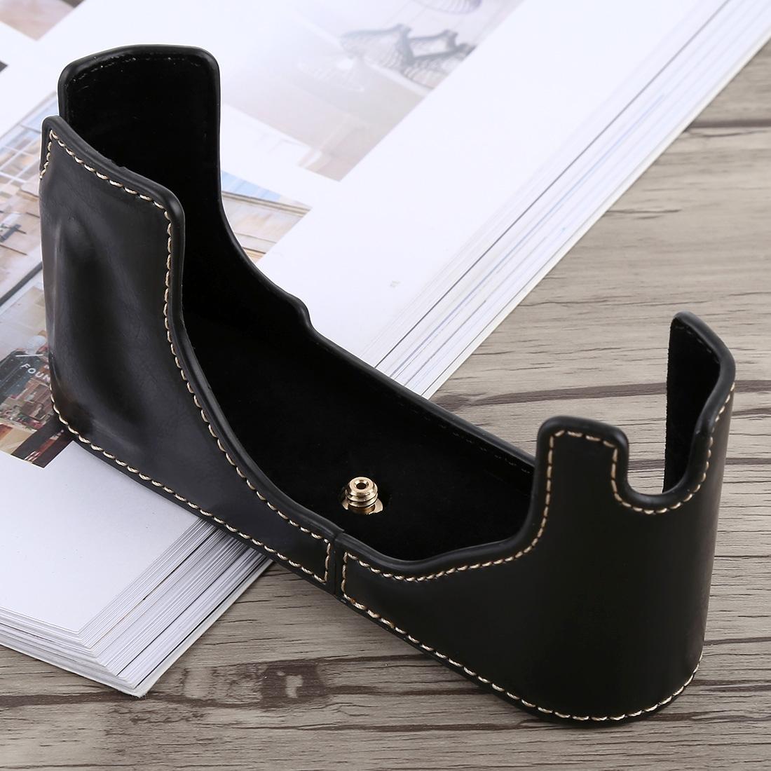 1/4 inch Thread PU Leather Camera Half Case Base for Leica M9 (Coffee)