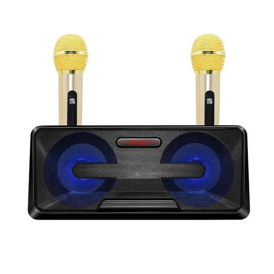 SDRD SD-301 2 in 1 Family KTV Portable Wireless Live Dual Microphone + Bluetooth Speaker (Black)