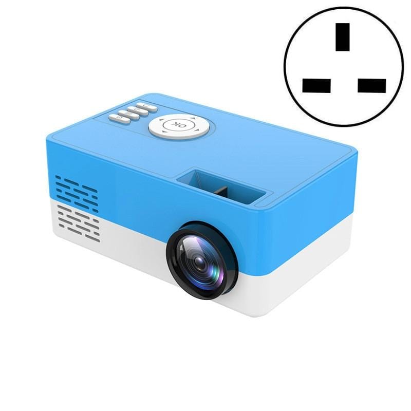 S261/J16 Home Mini HD 1080P Portable LED Projector, Support TF Card / AV / U Disk, Plug Specification:UK Plug (Blue White)