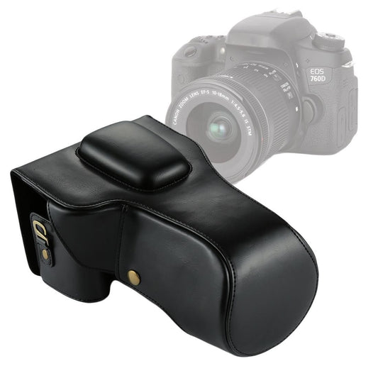 Full Body Camera PU Leather Case Bag for Canon EOS 760D / 750D (Black)
