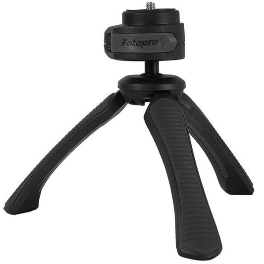 Fotopro SY-310 Adjustable 123mm-167mm 1.5kg Burden 1/4 inch Screw Portable Mini Tripod Holder Stand Mount with Protective Cover & Sling for Mobile Phone & GoPro & Card Machine & Micro DSLR Digital Camera (Black)