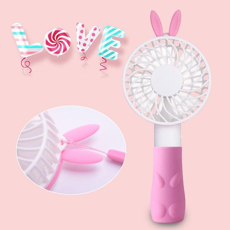 ZW-198 Princess Rabbit Style Mini Rechargeable Hand Held Fan (Pink)