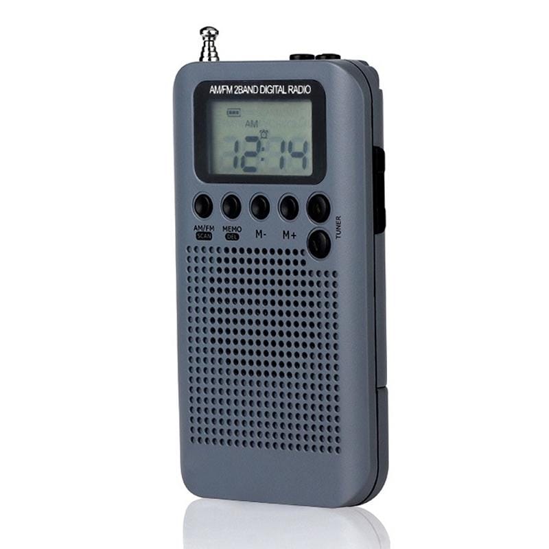 HRD-104 Mini Portable FM + AM Two Band Radio with Loudspeaker (Grey)