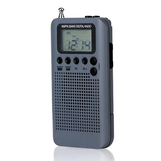 HRD-104 Mini Portable FM + AM Two Band Radio with Loudspeaker (Grey)