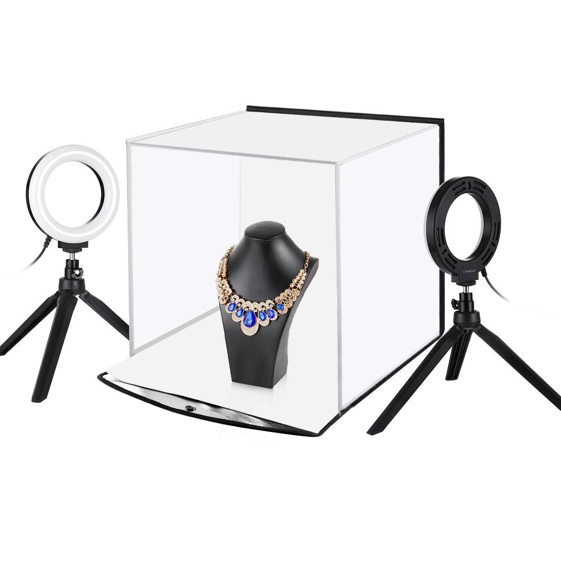 PULUZ 30cm Folding Portable Ring Light Photo Lighting Studio Shooting Tent Box Kit with 6 Colors Backdrops , Unfold Size: 31cm x 31cm x 32cm