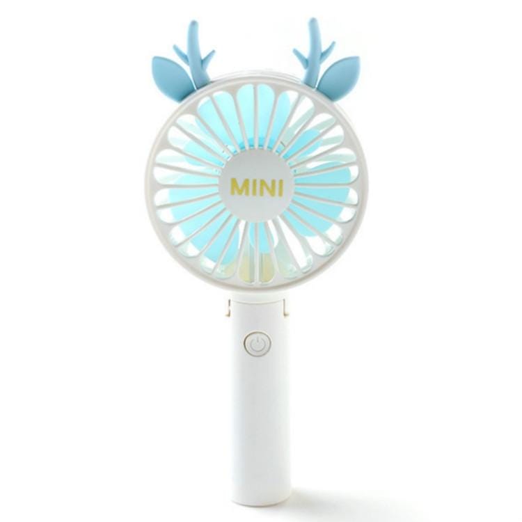 USB Rechargeable Student Dormitory Hand-held Portable Folding Fan ( Blue Antler )