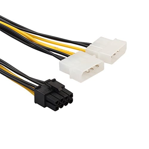 8 Pin ( 6Pin + 2Pin ) PCI-E to Dual 4 Pin Graphics Card Power Supply Cable 7inches Length for Laptop PC