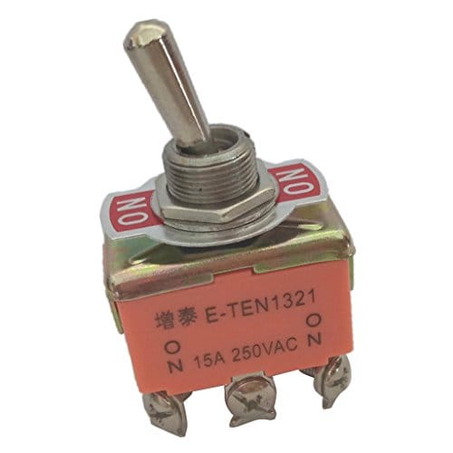 Toggle Switch, DPDT ON-ON 2 Position 6 Pins Latching, AC 250V 15A