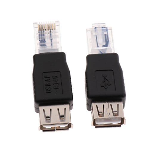 2Pcs USB Type A Female to RJ45 Male Ethernet LAN Network Socket Plug Adapter