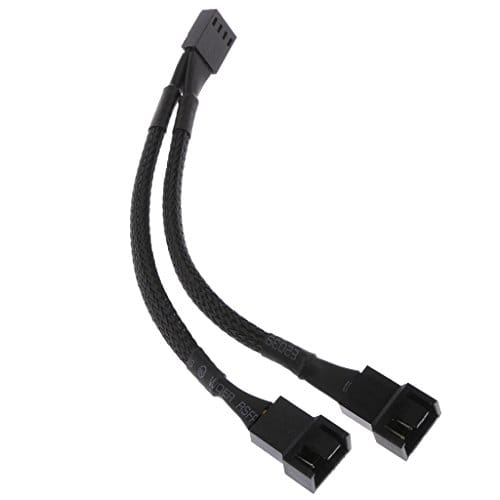 2 x 4 pin Fan Y Splitter Power Extension Cable 2 Fans Splitter Lead All Black Sleeved