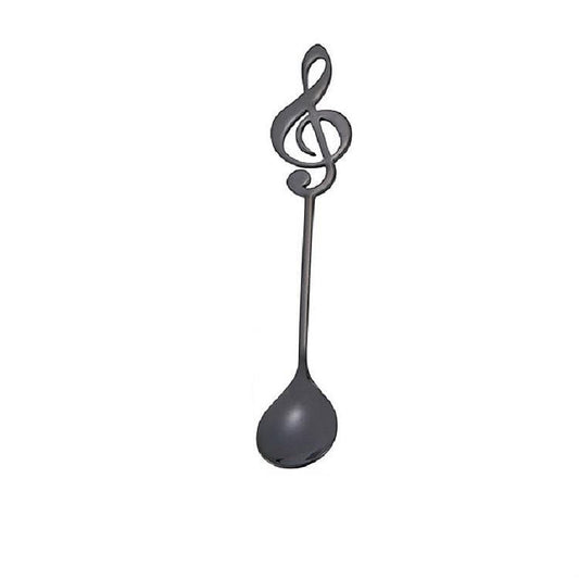 2 PCS Creative Musical Note Spoon Coffee Stirring Scoop Stainless Steel Titanium Music Bar Spoon Gift Spoon (Black)