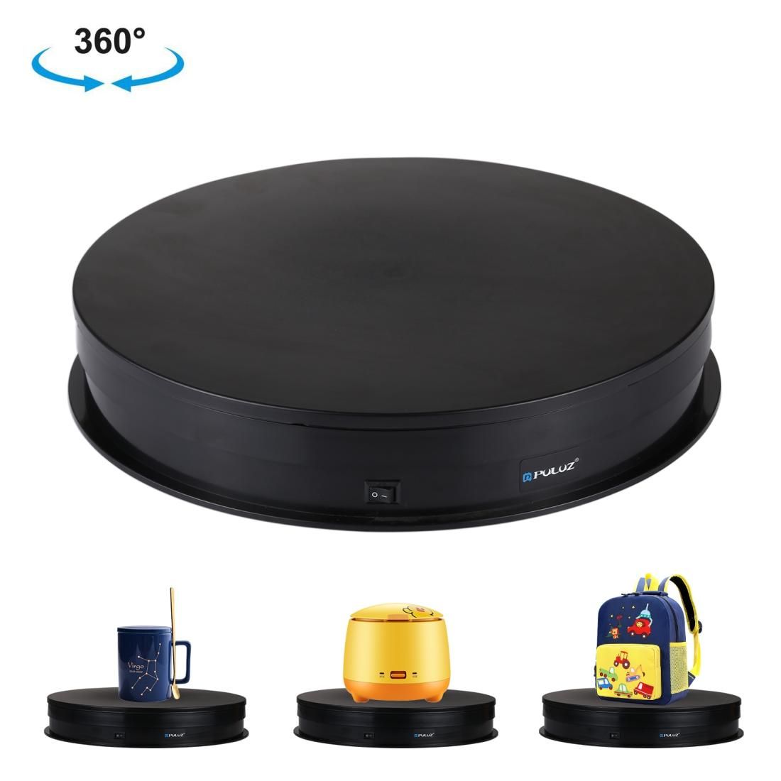 PULUZ 30cm Adjusting Speed USB Electric Rotating Turntable Display Stand Video Shooting Props Turntable for Photography, Load 10-20kg (Black)