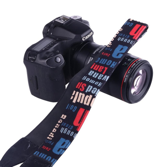 LYNCA LH-02 British Style Series Red Blue English Words Universal Genuine Leather Shoulder Neck Strap Camera Strap for Nikon / Canon / Sony / Panasonic / SLR DSLR ILDC (Style3)