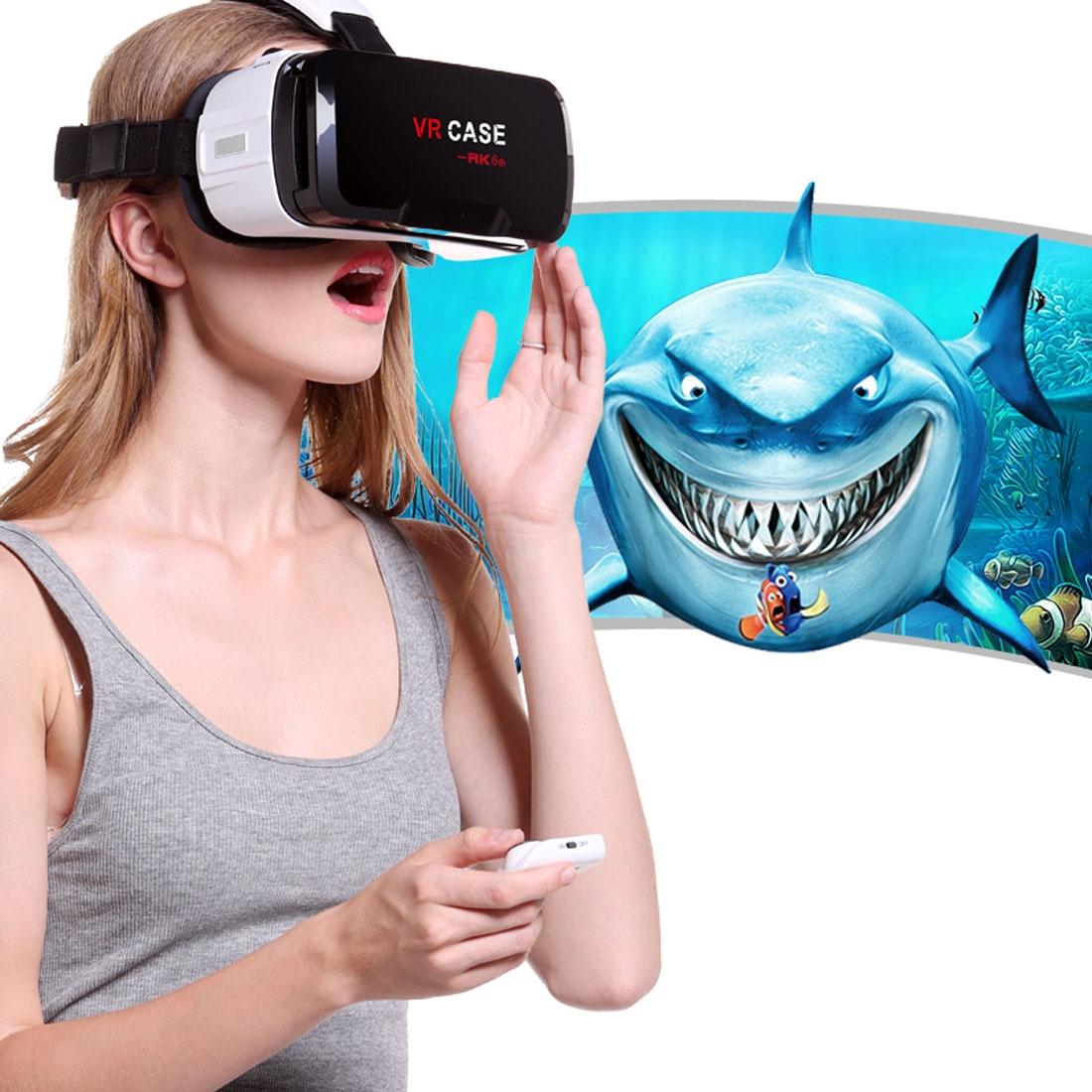 VR CASE RK-6TH Virtual Reality 3D Glasses with Bluetooth Remote Control for iPhone, Samsung, Huawei, Xiaomi, 4.7 inch - 6 inch Android & iOS Smartphone