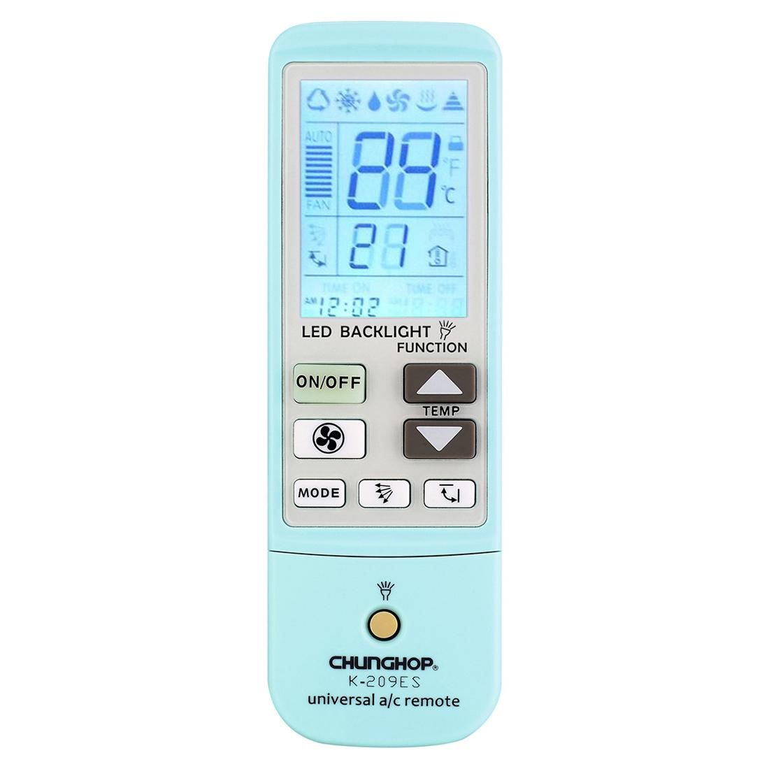 K-209ES Universal Air Conditioner Remote Control, Support Thermometer Function (Blue)