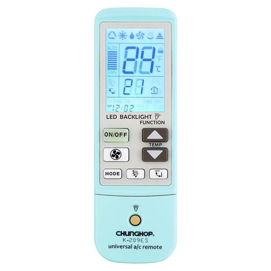 K-209ES Universal Air Conditioner Remote Control, Support Thermometer Function (Blue)