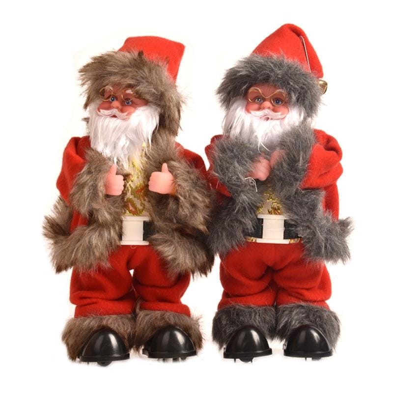 Christmas Glowing Rotating Music Santa Doll (Brown Raw Edges)