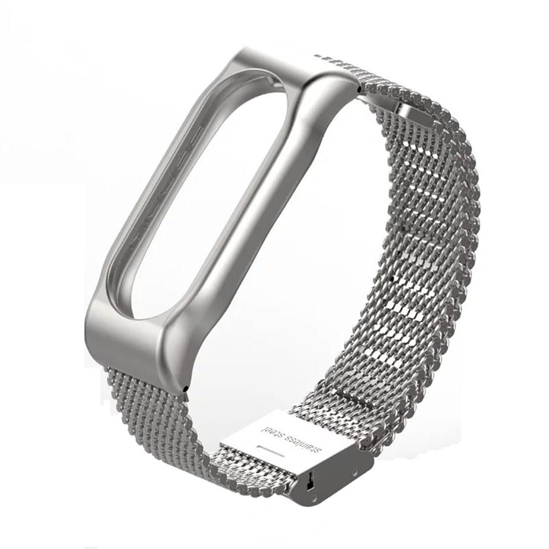 Original Mijobs Metal Strap for Xiaomi Mi Band 2 Screwless Buckle Style Stainless Steel Bracelet Wristbands Replace Accessories, Host not Included (Silver)