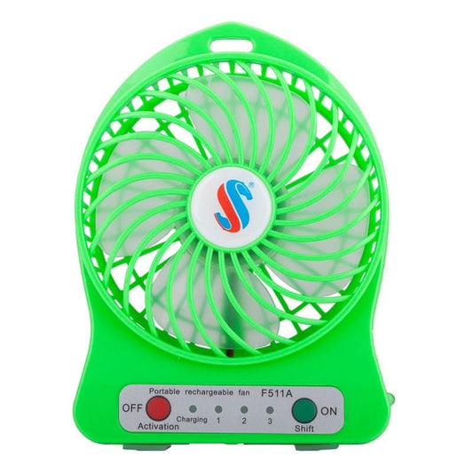 4.3 Inch Portable USB / Li-ion Battery Powered Mini Fan with Third Wind Gear Adjustment, Size: 14.8x12.4x4.5cm (Green)
