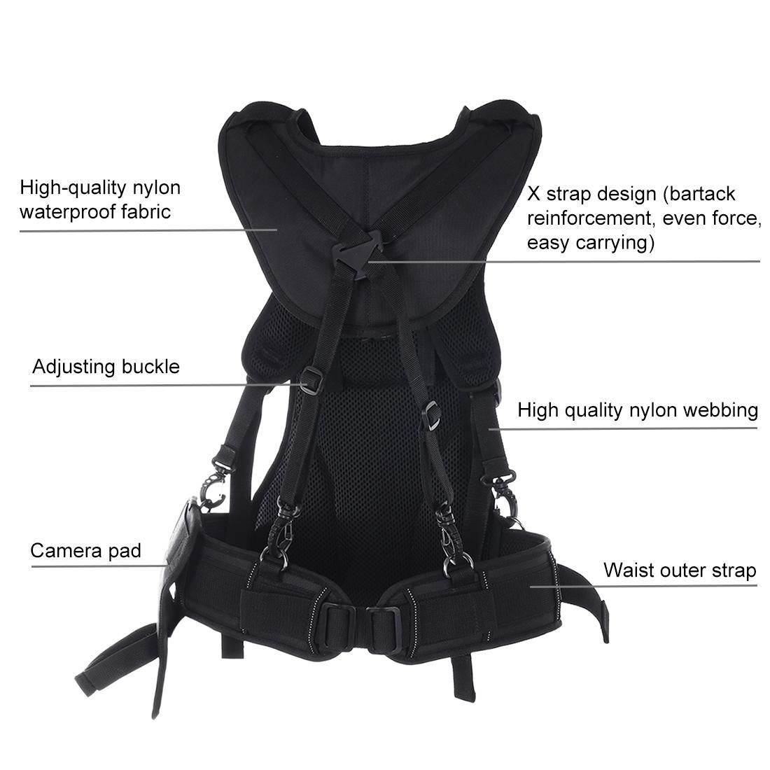 PULUZ Multi-functional Bundle Double Shoulders Padded Strap Waist Belt Holder Holster for SLR / DSLR Cameras