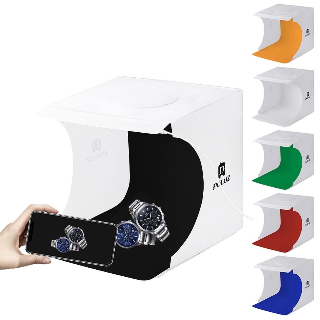 PULUZ 20cm Folding Portable 550LM Light Photo Lighting Studio Shooting Tent Box Kit with 6 Colors Backdrops , Unfold Size: 24cm x 23cm x 22cm (Style2)