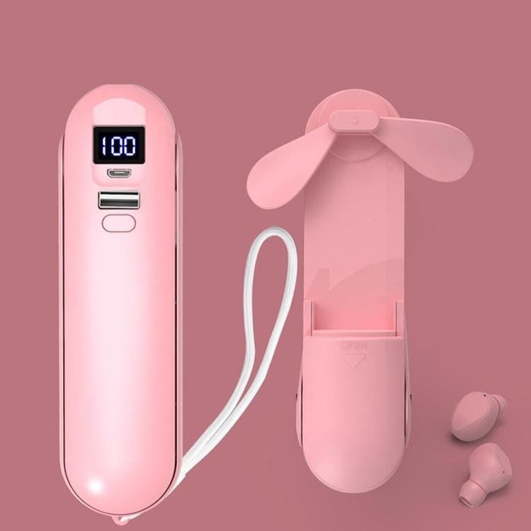 F7 Sports Mini TWS Fan Wireless Binaural Bluetooth Earphone (F7 Pink LED Version)