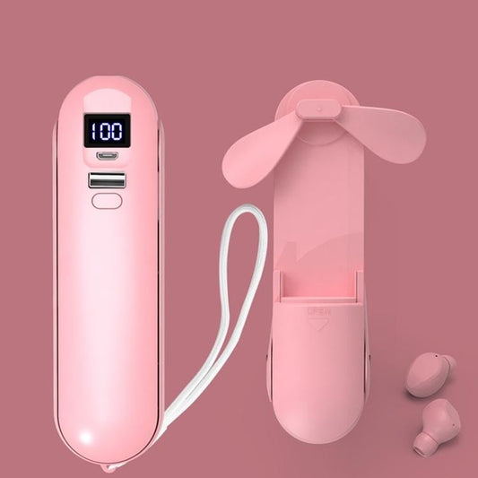 F7 Sports Mini TWS Fan Wireless Binaural Bluetooth Earphone (F7 Pink LED Version)