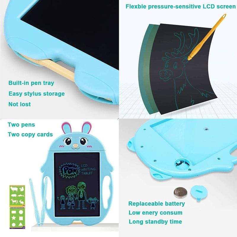 9 inch Children Cartoon Handwriting Board LCD Electronic Writing Board, Size:Monochrome Screen (Cute Mouse White)