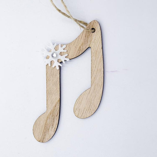 2 PCS Creative Christmas Wood Painted Snowflake Musical Notes Pendant Ornament, Specification: Log Color Note