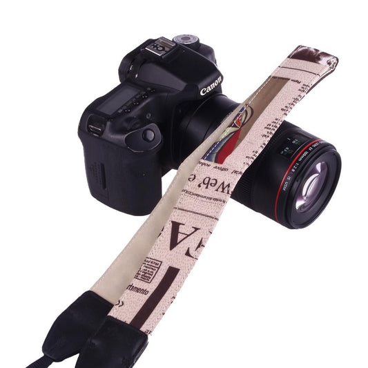 LYNCA LI-02 European and American Style Series English Words Pattern Universal Genuine Leather Shoulder Neck Strap Camera Strap for Nikon / Canon / Sony / Panasonic / SLR DSLR ILDC (Style4)