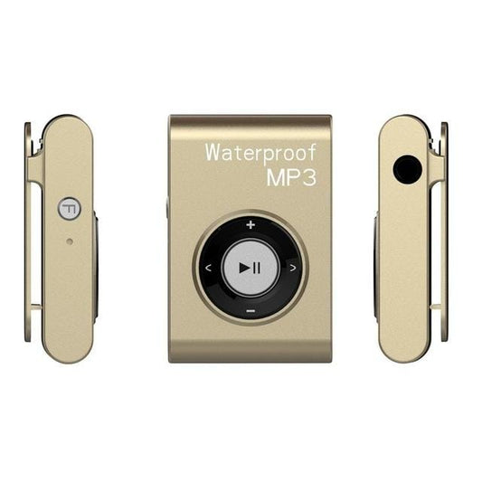 IPX8 Waterproof Swimming Diving Sports MP3 Music Player with Clip & Earphone, Support FM, Memory:4GB (Gold)