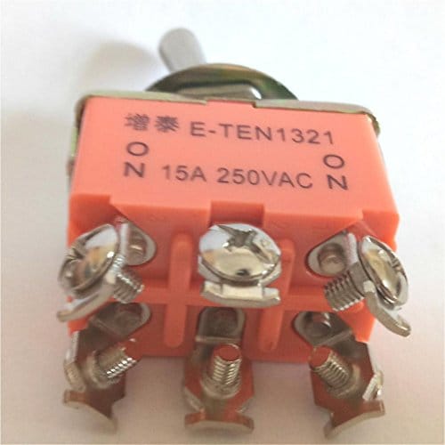 Toggle Switch, DPDT ON-ON 2 Position 6 Pins Latching, AC 250V 15A