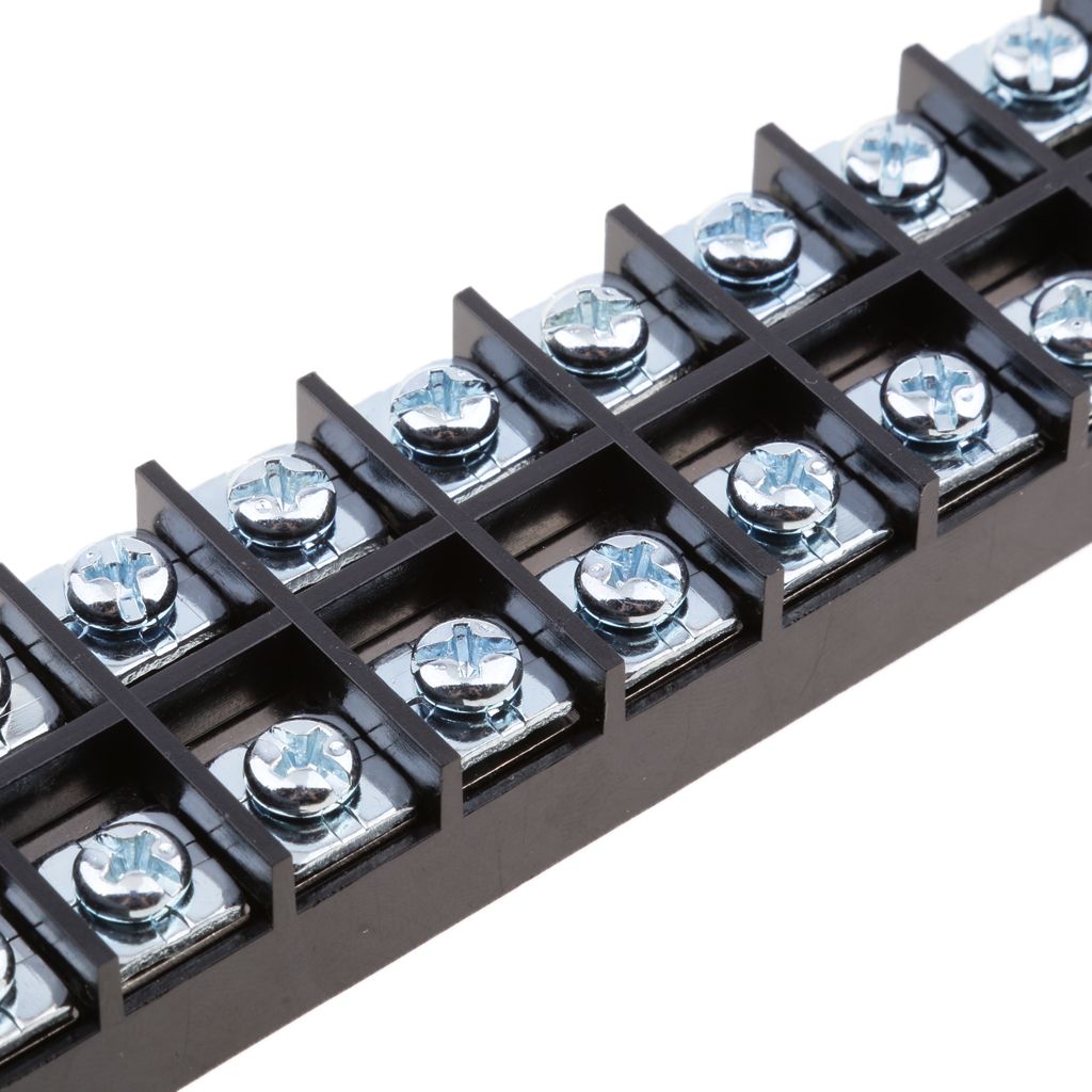 10 Position Screw Barrier Strip Terminal Block With Cover 25A Panel Mount