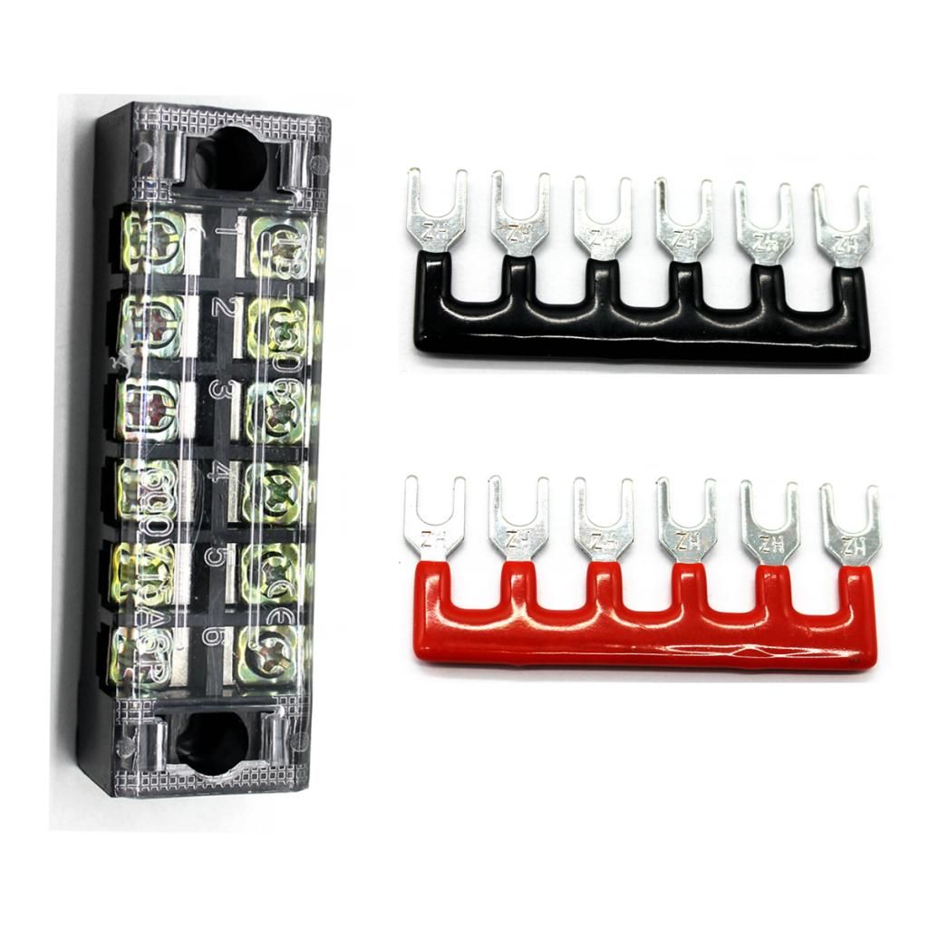 600V 15A 6 Positions Double Row Screw Terminal Block and 6P Strips Kits