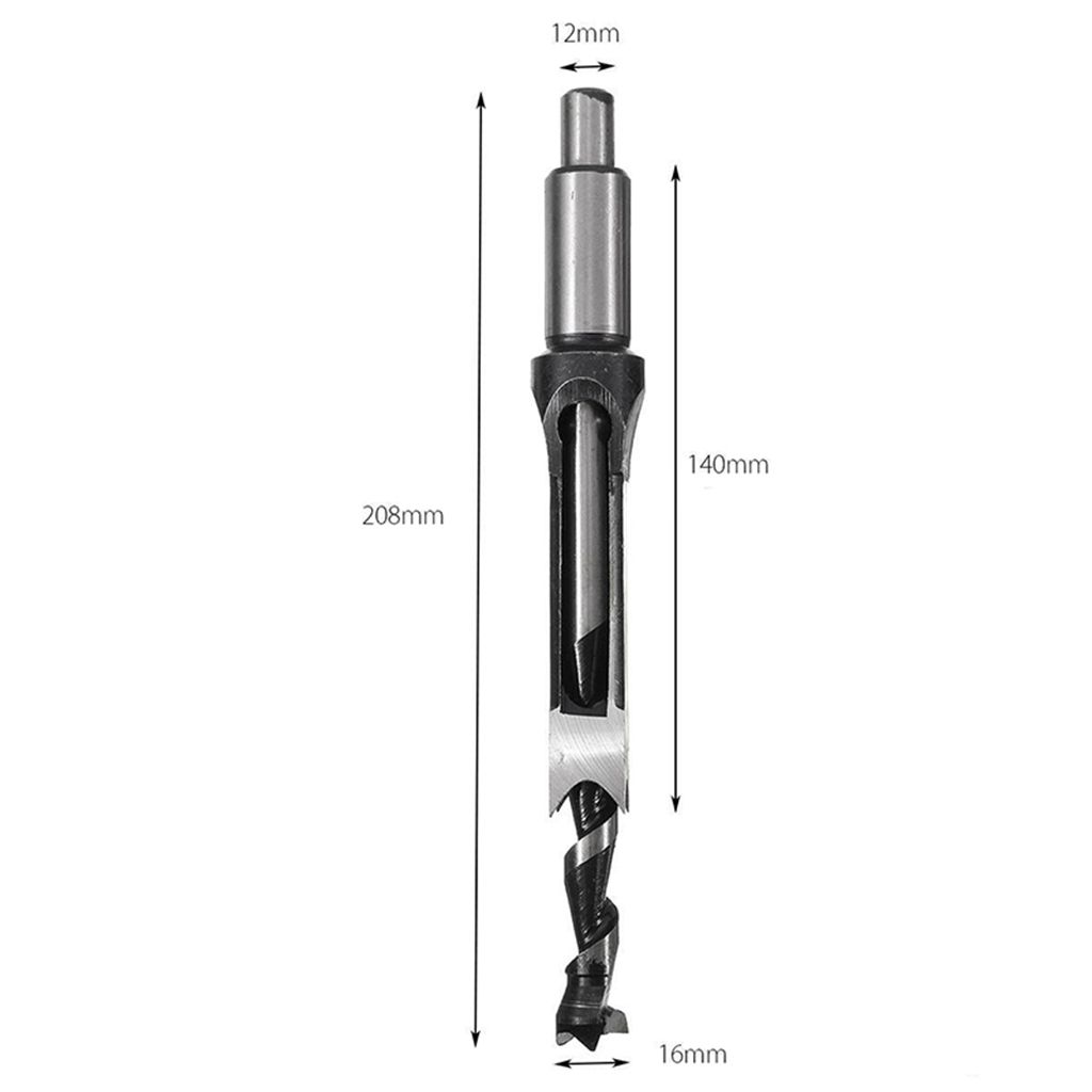 Square Hole Saw Wood Drill Bit Mortising Chisel Woodworking Tool Bit 16mm