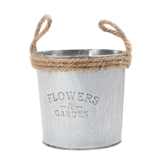 Shabby Chic Galvanised Metal Iron Flower Plants Bucket Flower Vase Pot #2