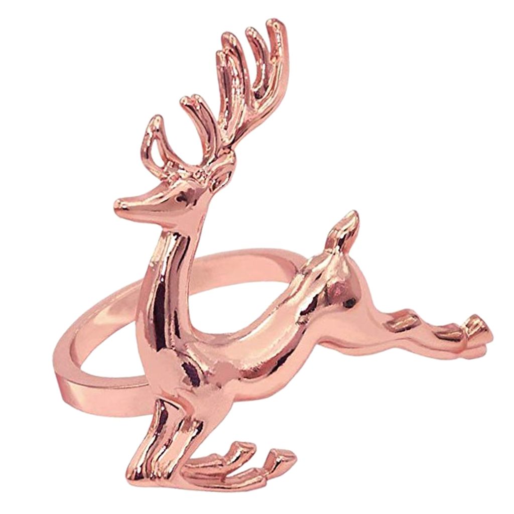 Metal Deer Elk Design Napkin Ring Napkin Holders Serviette Holder Rose Red