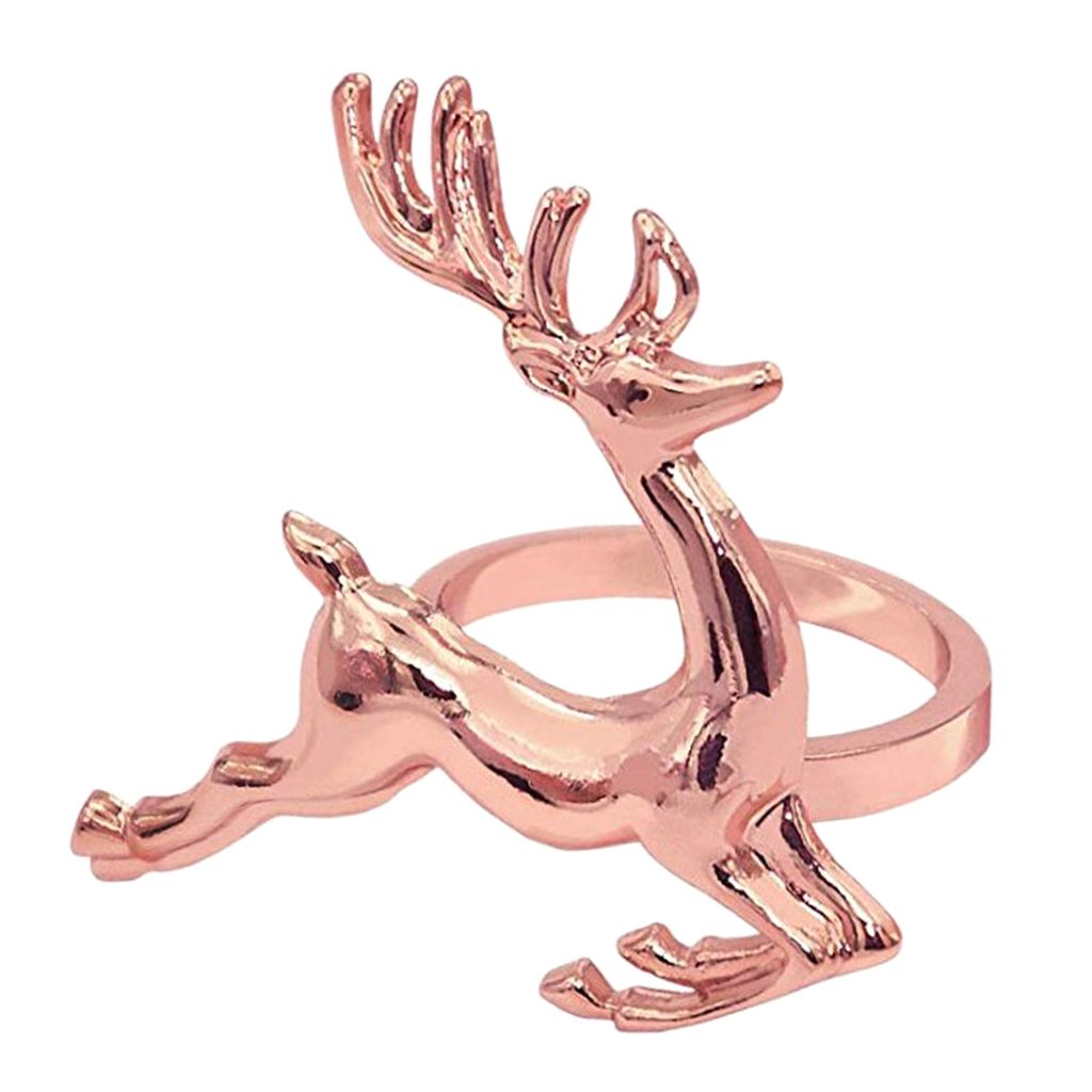 Metal Deer Elk Design Napkin Ring Napkin Holders Serviette Holder Rose Red
