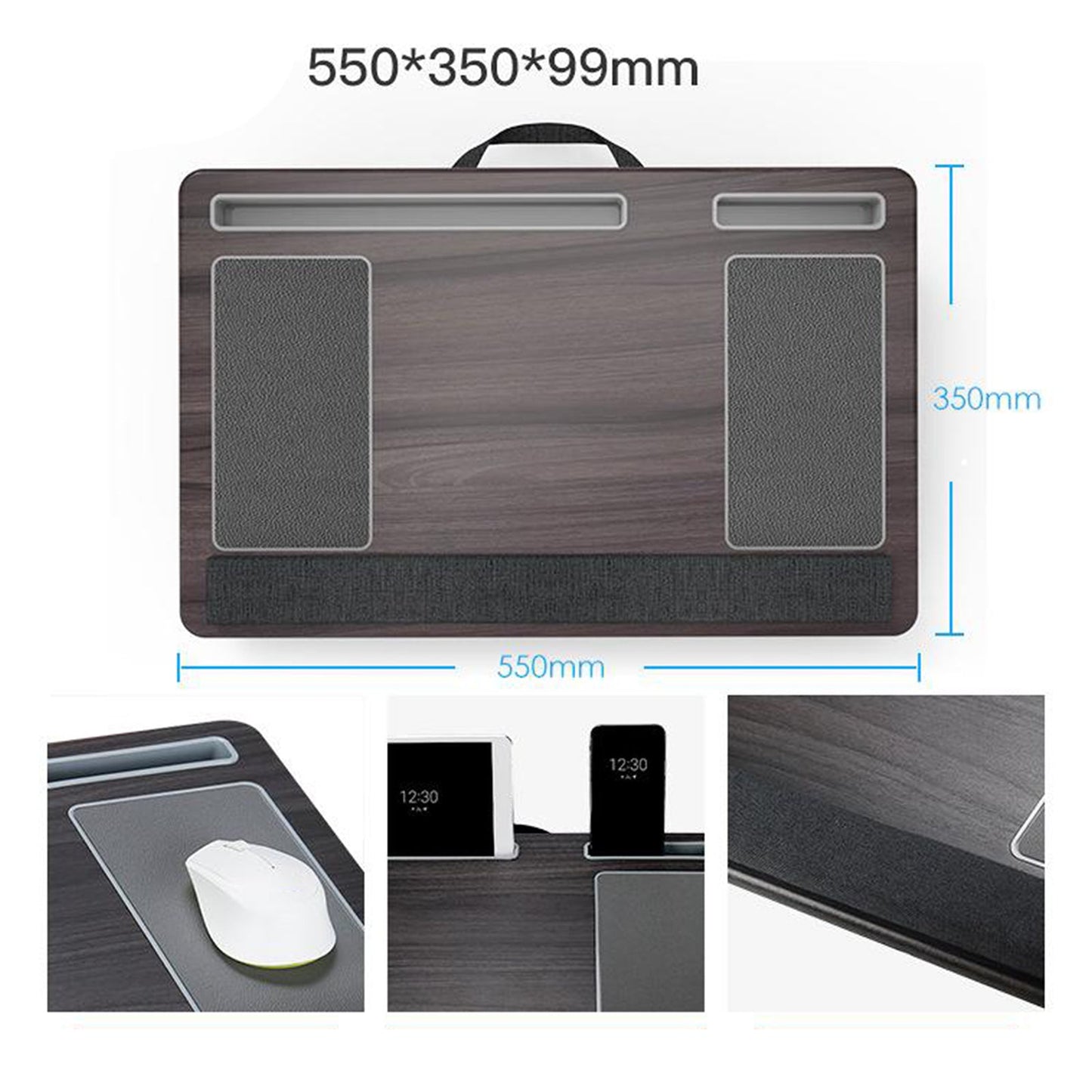 Lap Desk Comfortable Lazy Computer Laptop Table with Wrist Rest Brown