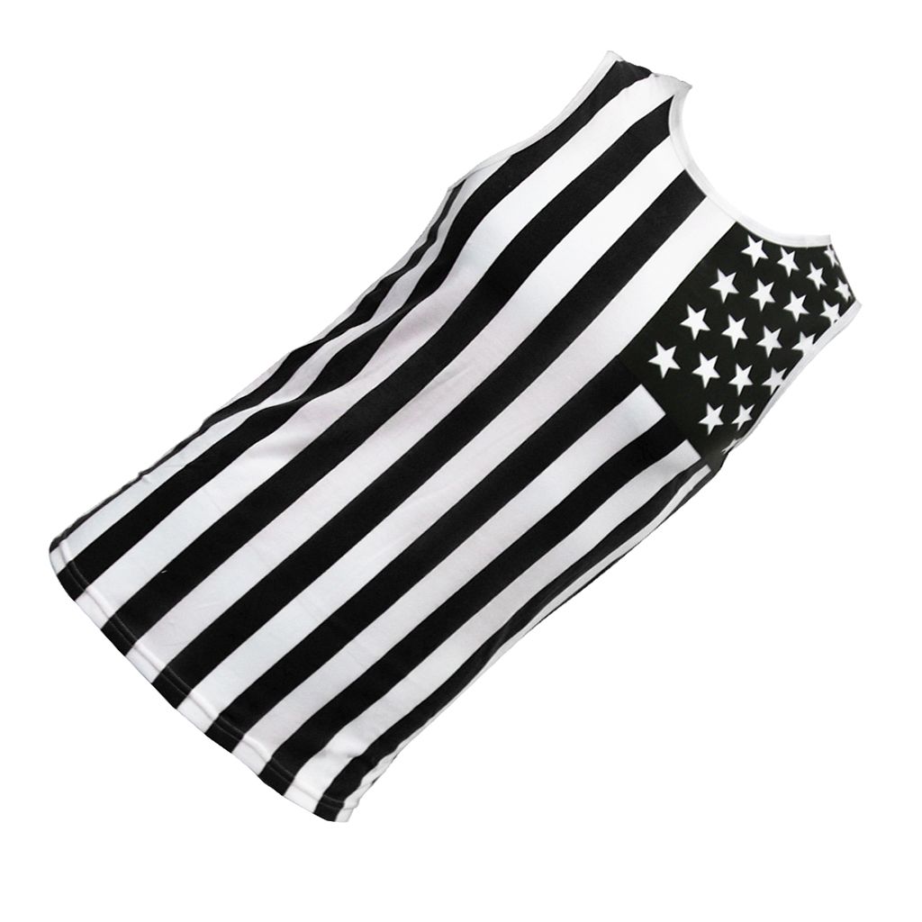 MMEN'S HIPOP USA NATIONAL FLAG TANK TOP AMERICAN SLEEVELESS TEE L Black