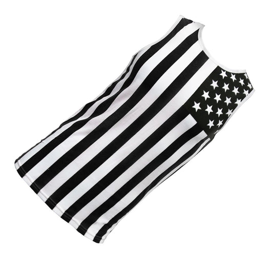 MMEN'S HIPOP USA NATIONAL FLAG TANK TOP AMERICAN SLEEVELESS TEE L Black