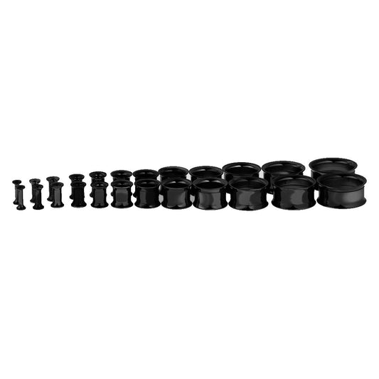 Black Stainless Steel Ear Flesh Tunnels Plugs Screw Expander Ear Gauges 8mm