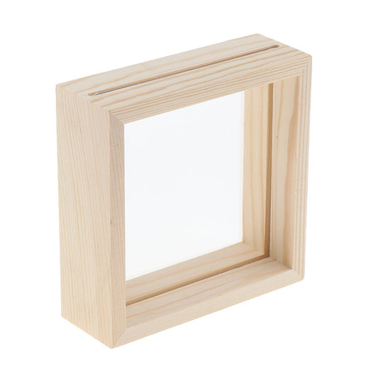 Creative double-sided glass specimen transparent wooden frame 11.4 x 11.4cm