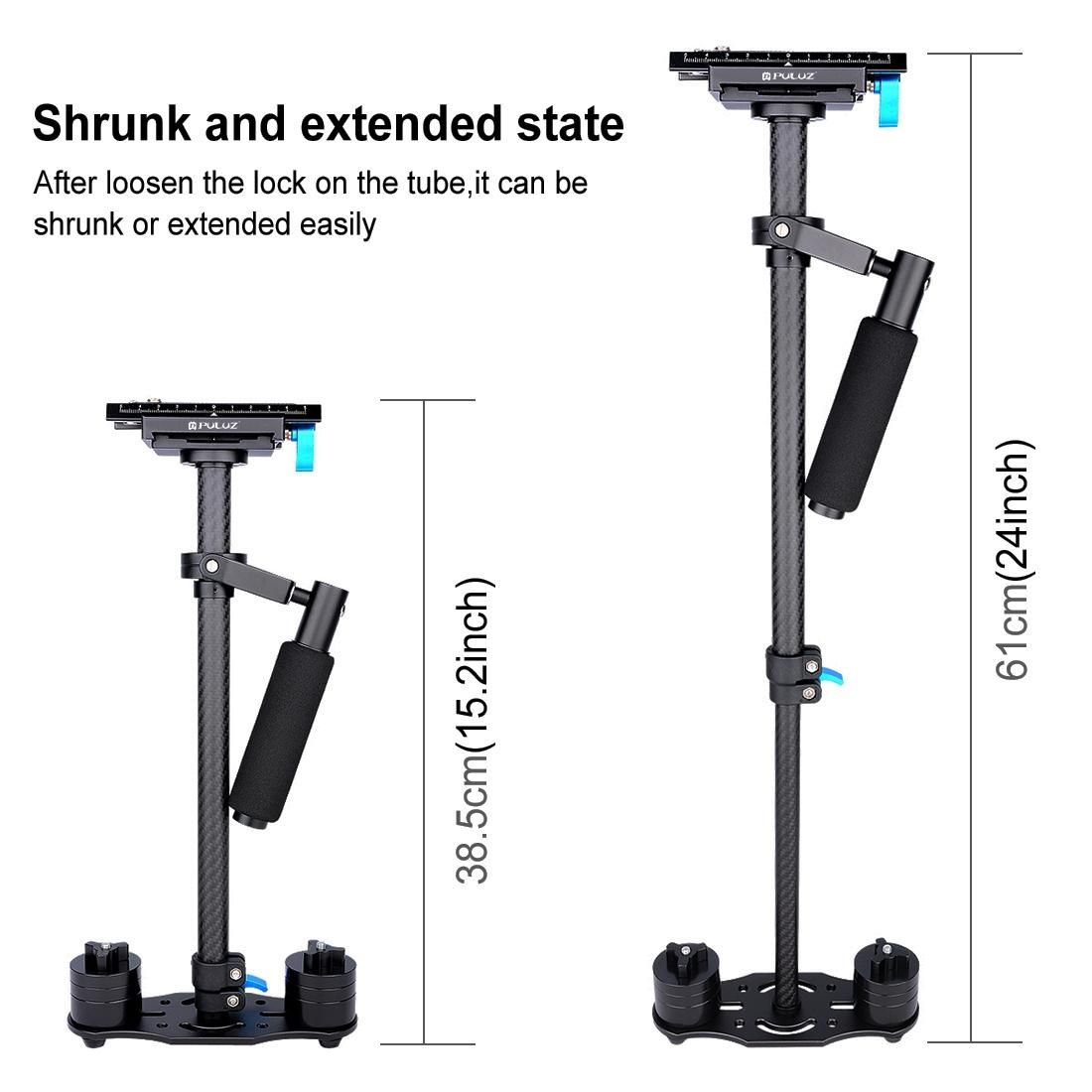 PULUZ 38.5-61cm Carbon Fiber Handheld Stabilizer for DSLR & DV Digital Video & Cameras, Capacity Range 0.5-3kg (Red)