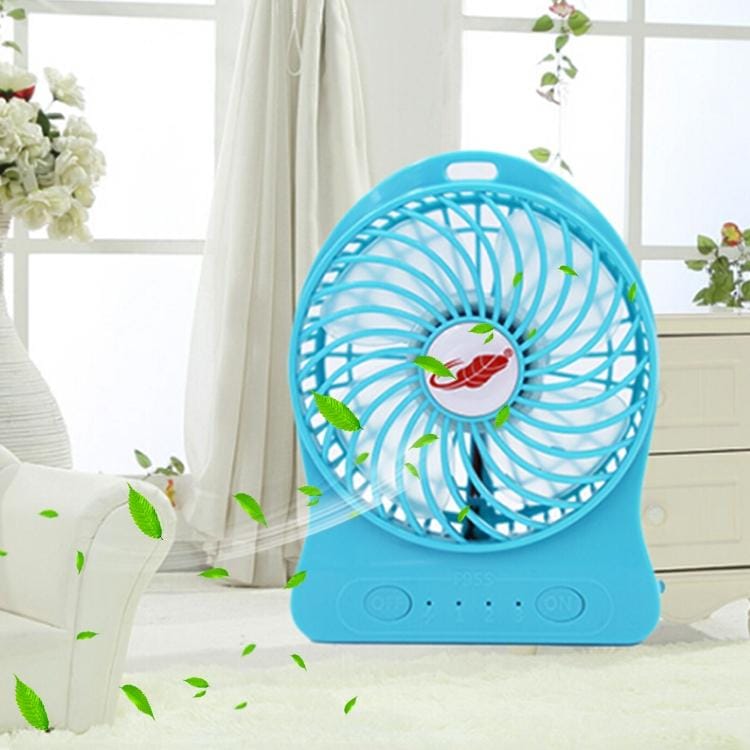 GONGTIAN F95S Storm Series Portable USB Rechargeable Fans, Three Ranges Speed Wind Adjustment + One Range LED Light Adjustment, Size: 14cm x 10.6cm x 4.2cm (Blue)